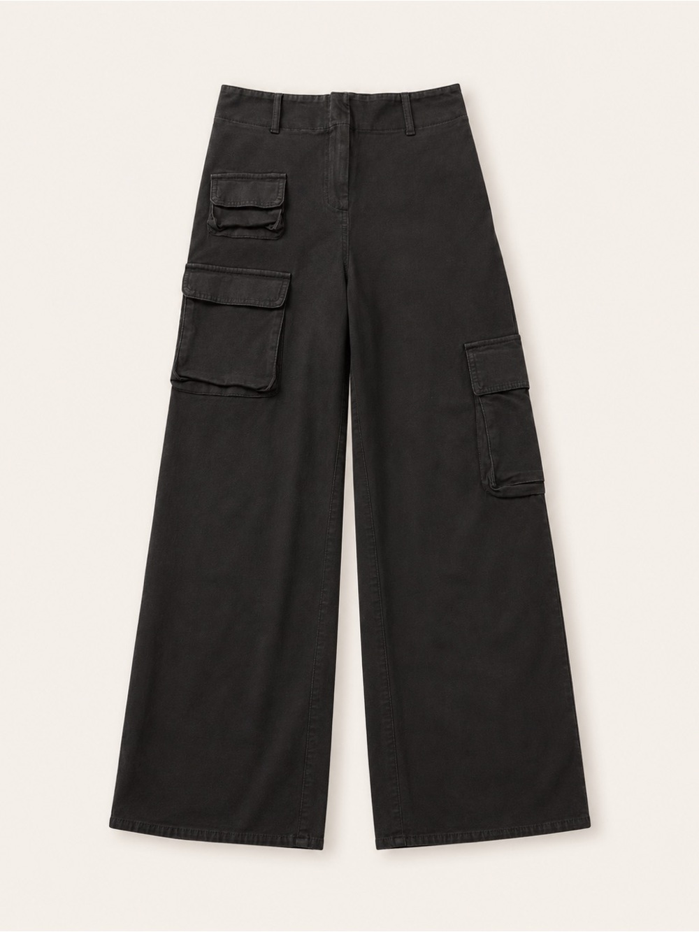 Wilfred Black Wide-Leg Cargo Trousers